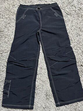 Vintage 90s/Y2K Black Wide Leg Cargo Pants by Bodywaves USA